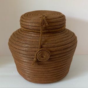 Vintage Lidded Coiled Basket